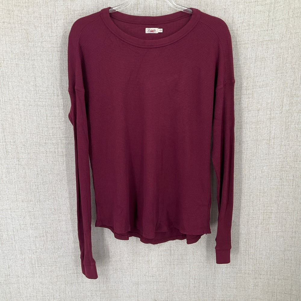 Faherty Waffle Knit Top Womens Small Burgundy Pima Cotton Modal Thermal Coastal